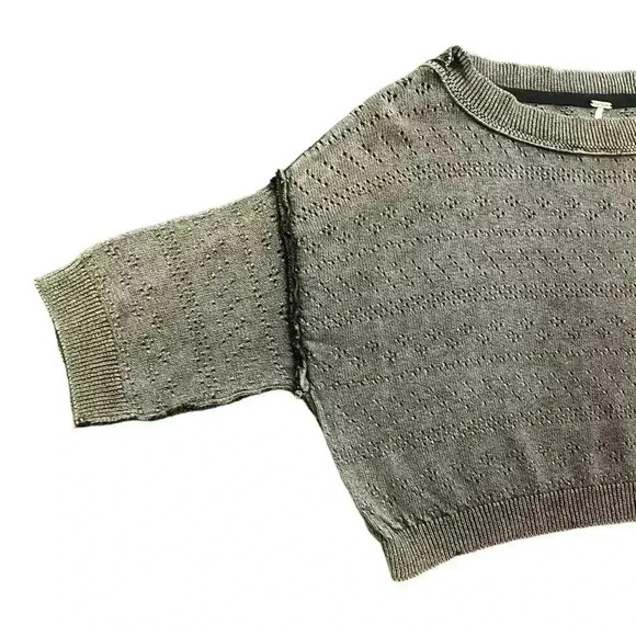 Free People Womens Sand Castle Black Cropped Pullover Sweater Size Small - Picture 5 of 12